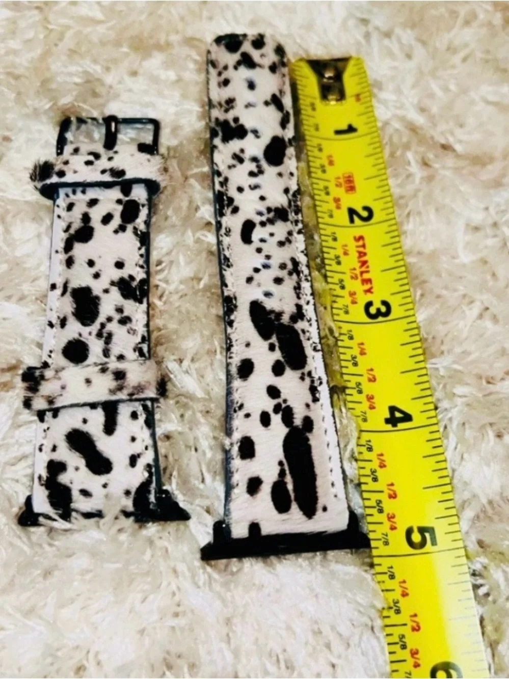 Apple Watch 44mm White Cow Print Faux Fur Watch Band